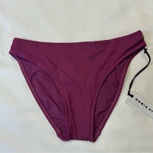 NWT Robin Piccone Ribbed Perla Deep Mauve Bikini Bottoms in Size Small